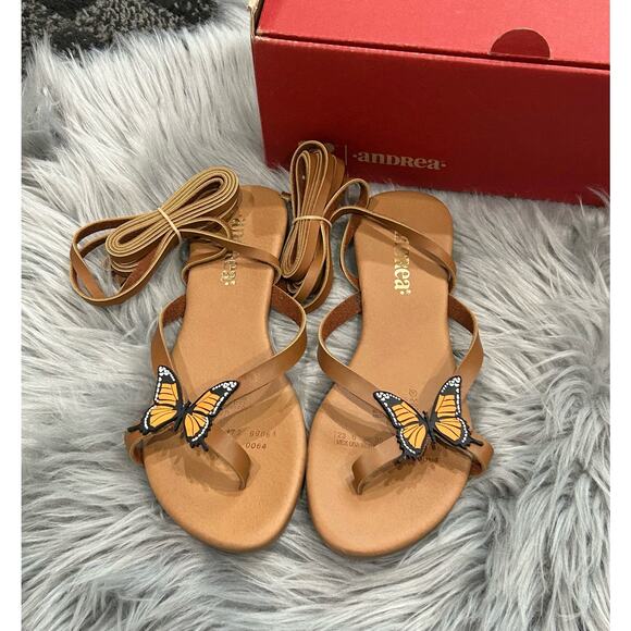 Andrea Lady Brown‎ Butterfly Strappy Sandal SZ 6 - Picture 7 of 7
